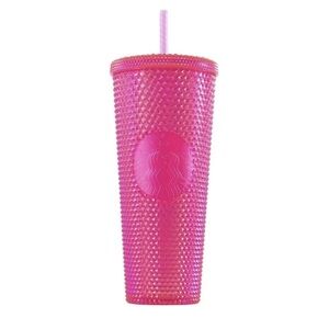 Starbucks Studded Hot Pink Bling Cold Tumbler Cup 24 oz Venti